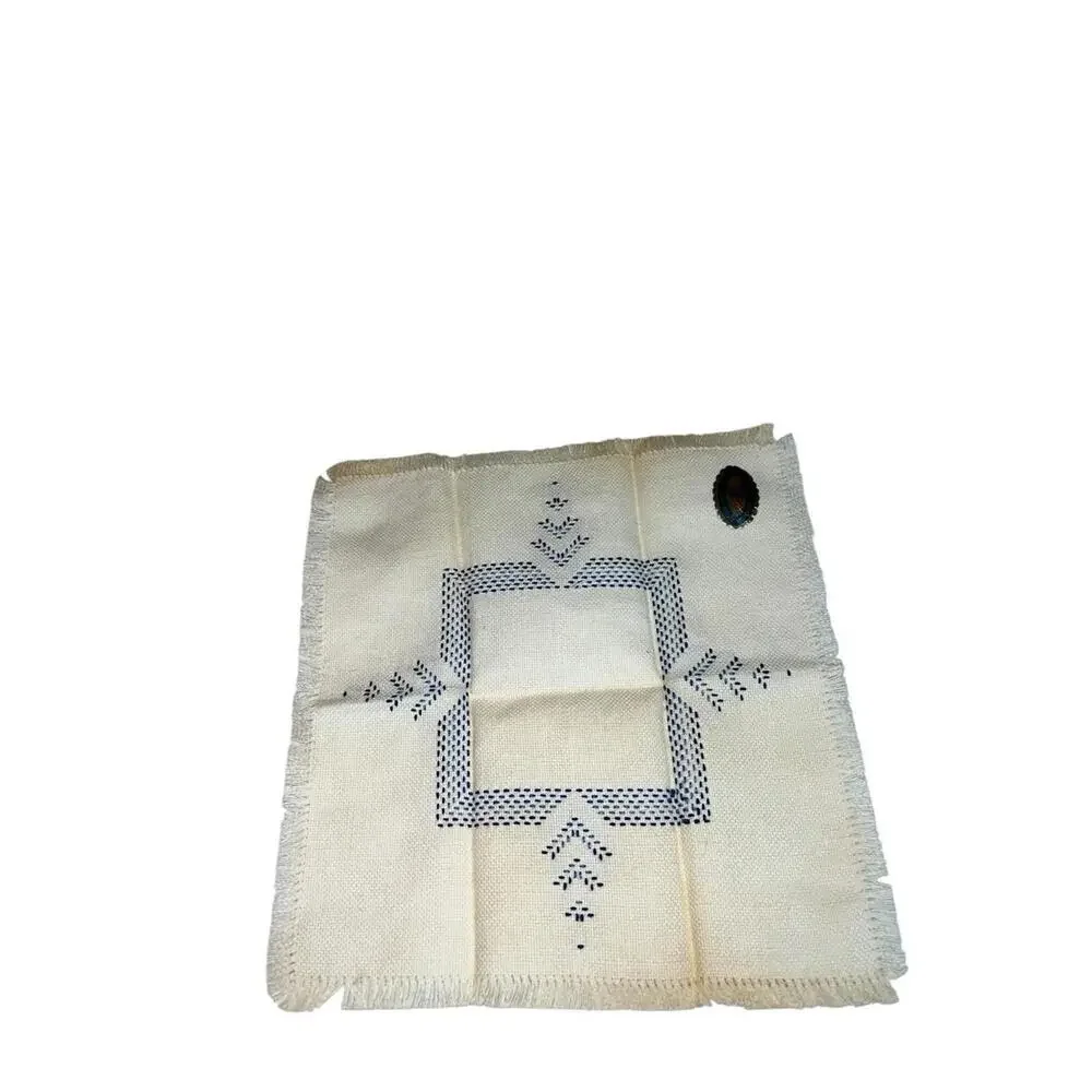 1950s Vintage Hand Embroidered Korean Doily | Cottage Industry Program Art‎